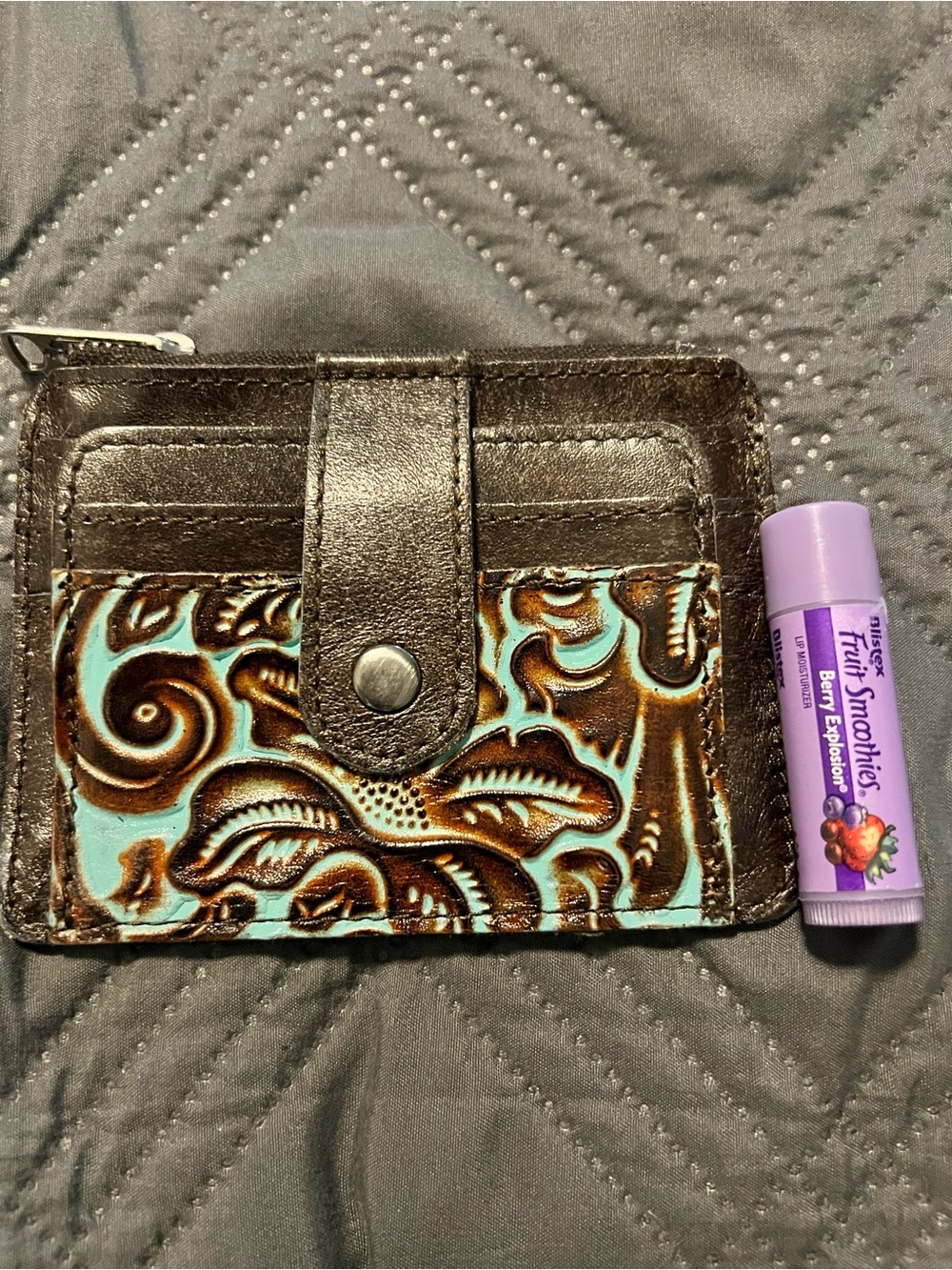 Patricia Nash Tooled Leather Card Wallet with Turquoise Accents - Picture 2 of 4
